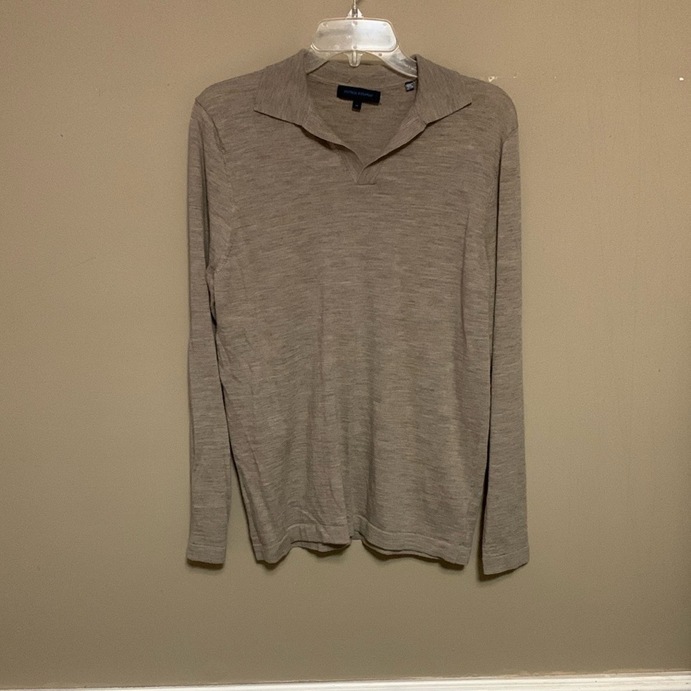 Patrick Assaraf Men's Extra-Fine Merino Open Polo Sweater Medium Minimalist